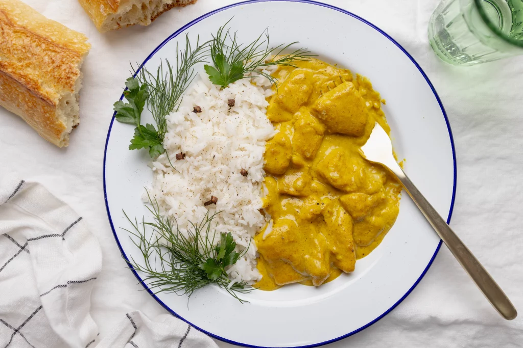 chicken curry with basmati rice